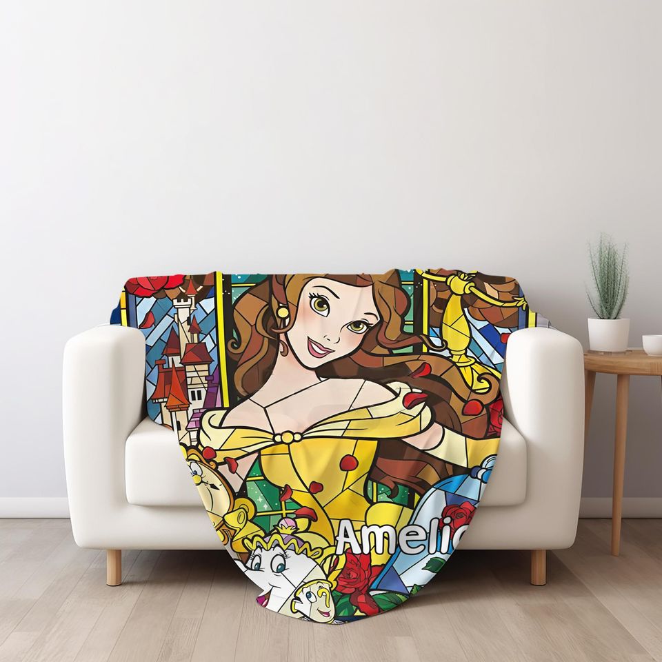 Personalized Beauty And The Beast Blanket, Belle Princess Blanket