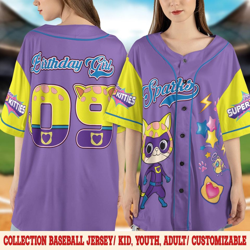 Personalized Disney Super Kitties Baseball Jerseys