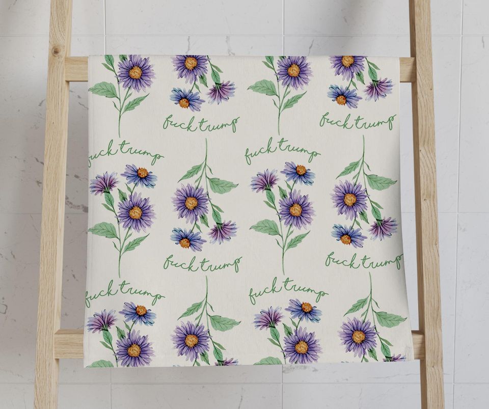 Pretty Spring Flower Subtle Fck Trump Towel, Bathroom Guest Hand Towel