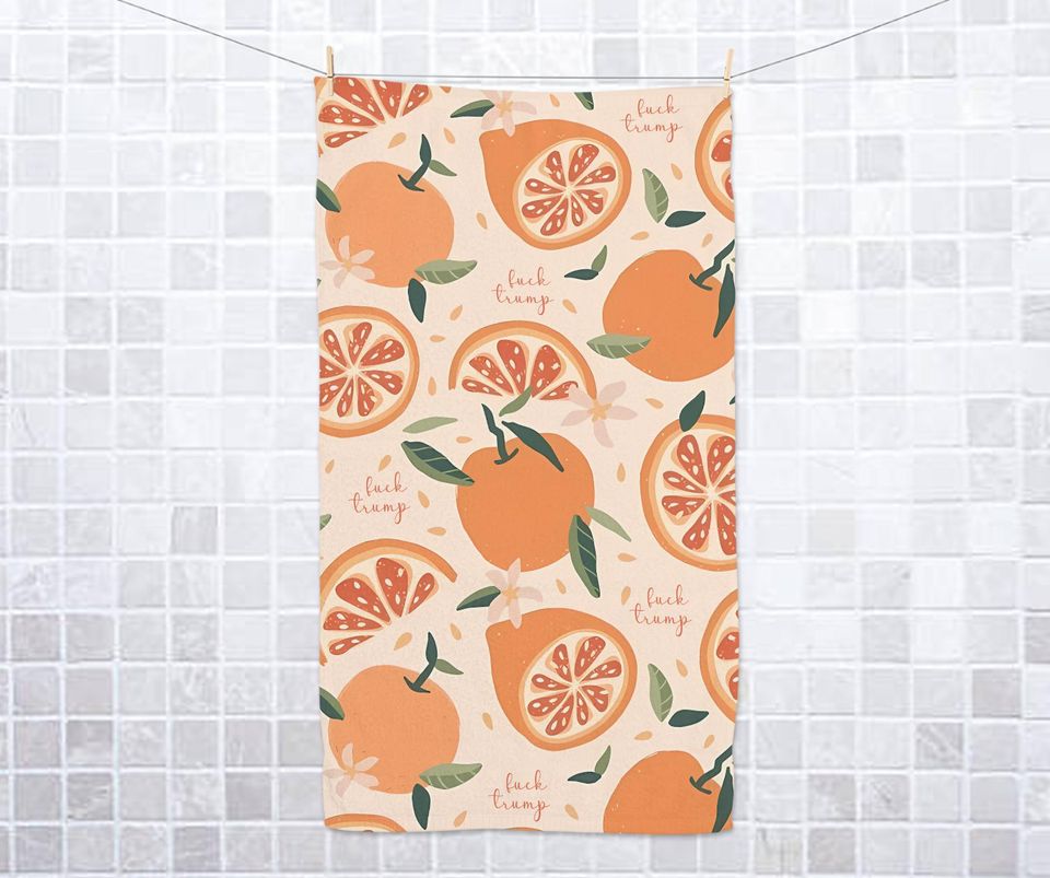 Subtle F*ck Trump Kitchen Towel, Orange FDT Tea Towel, Sarcastic Liberal Gift