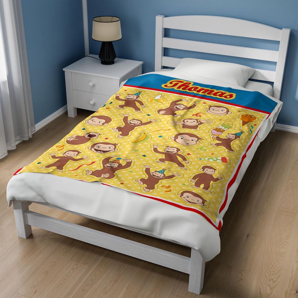 Personalized Curious George Blanket Curious George Fleece Blanket