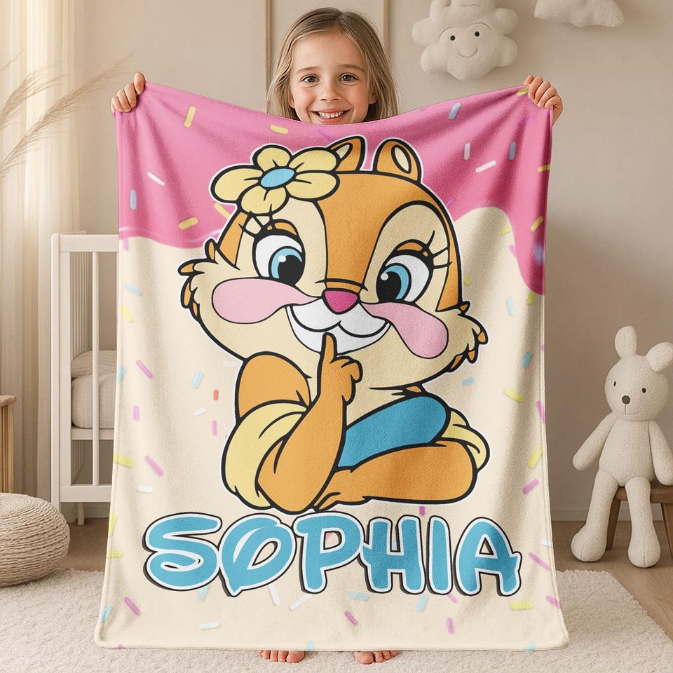 Personalized Chip and Dale Blanket, Disneyland Blanket, Chip and Dale Blanket