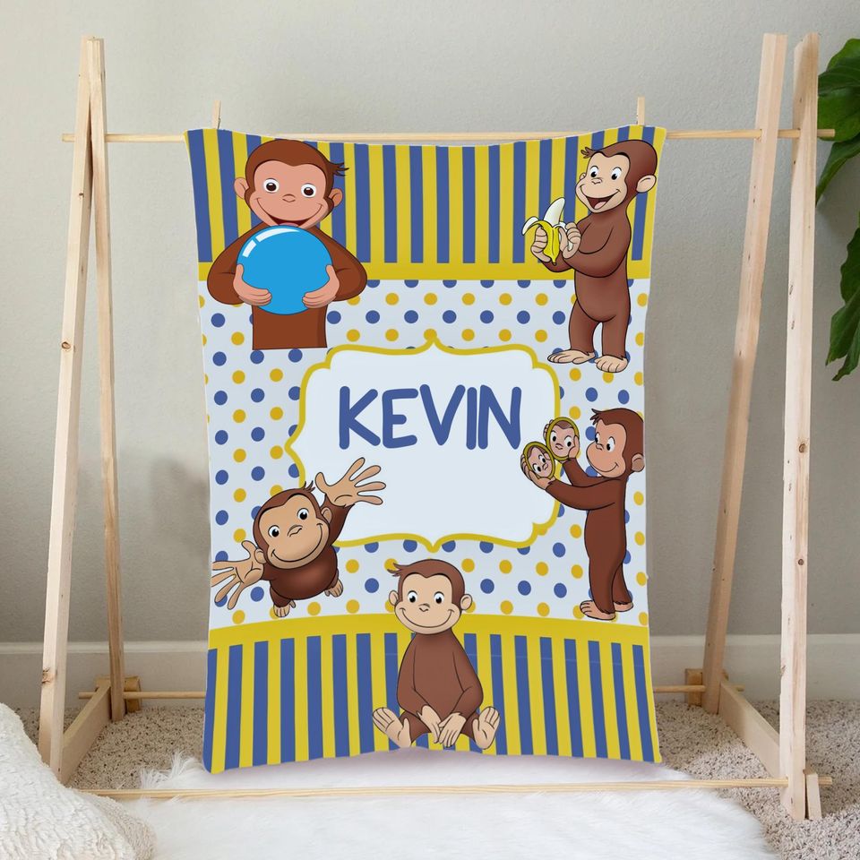 Personalized Curious George Blanket, Curious George Fleece Blanket