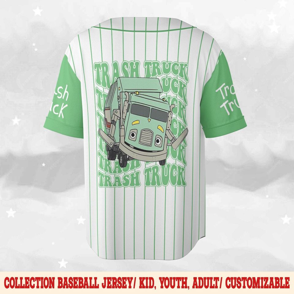 Personalized Trash Truck Baseball Jersey, Trash Truck Family Birthday