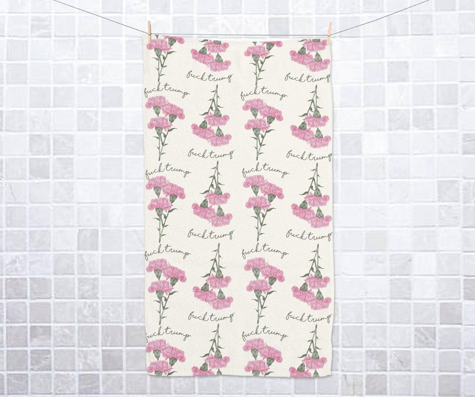 Pretty Spring Flower Subtle F*ck Trump Towel, Bathroom Guest Hand Towel