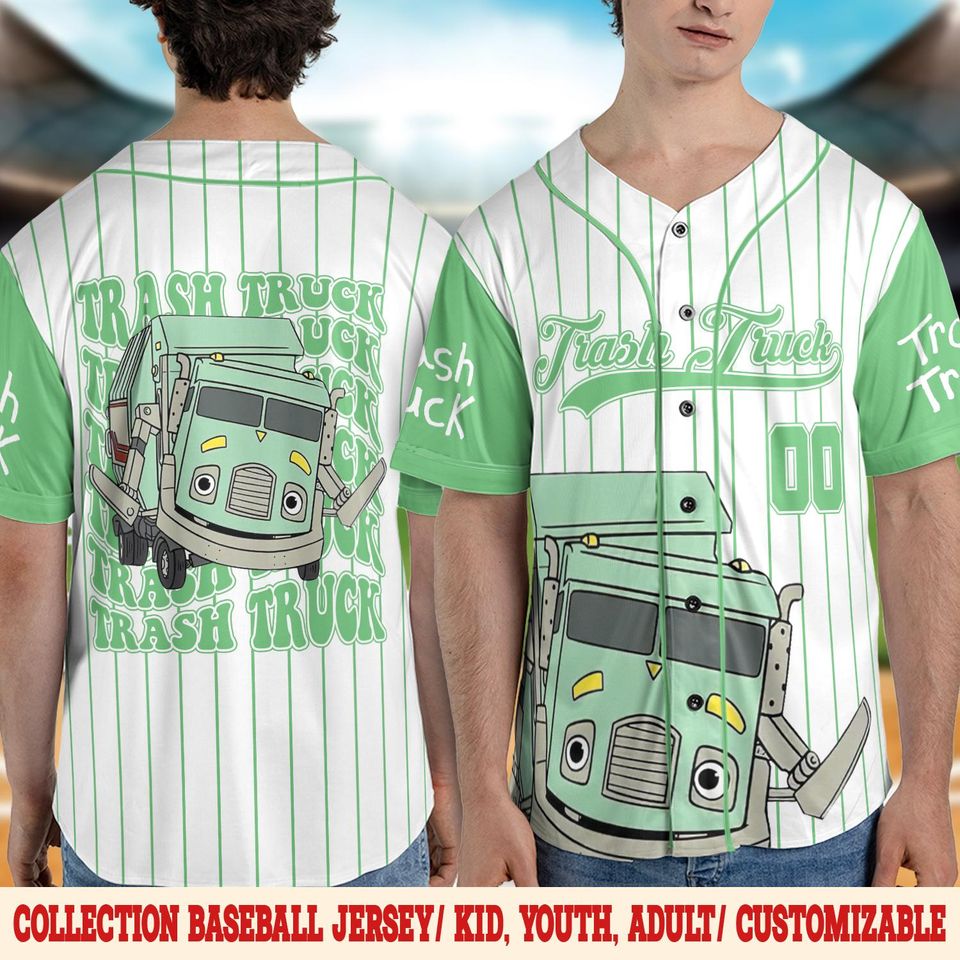 Personalized Trash Truck Baseball Jersey, Trash Truck Family Birthday