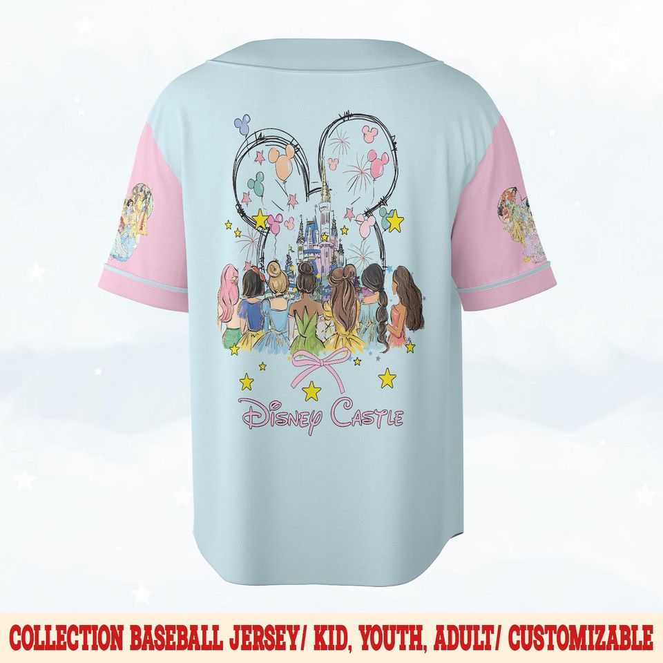 Personalized Disney Princess Baseball Jersey, Custom Name Baseball Jersey