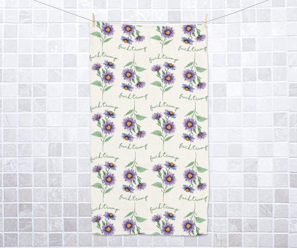Pretty Spring Flower Subtle Fck Trump Towel, Bathroom Guest Hand Towel