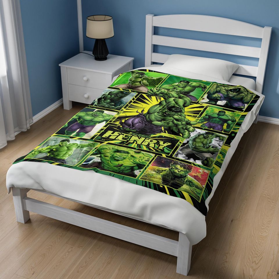 Personalized Hulk Blanket, Custom Kids Blanket, Hulk Blanket