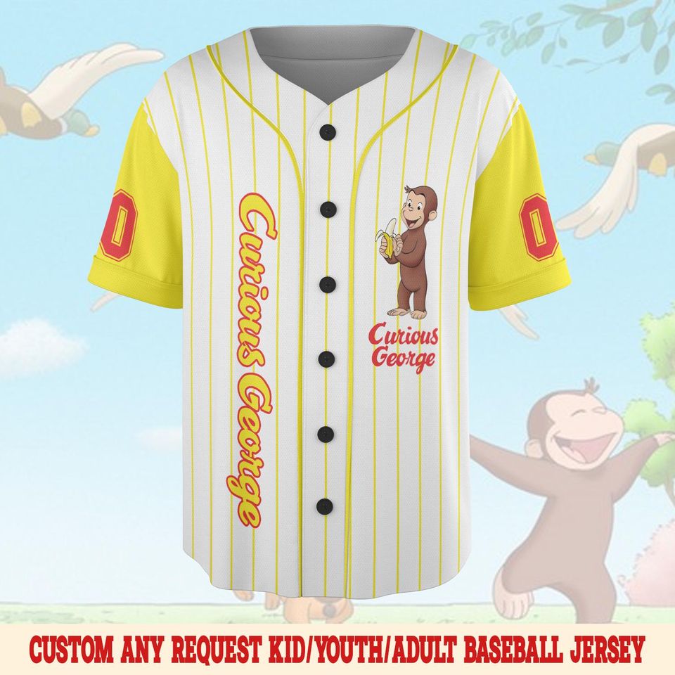 Curious George Birthday Baseball Jersey, Curious George Baseball Shirt
