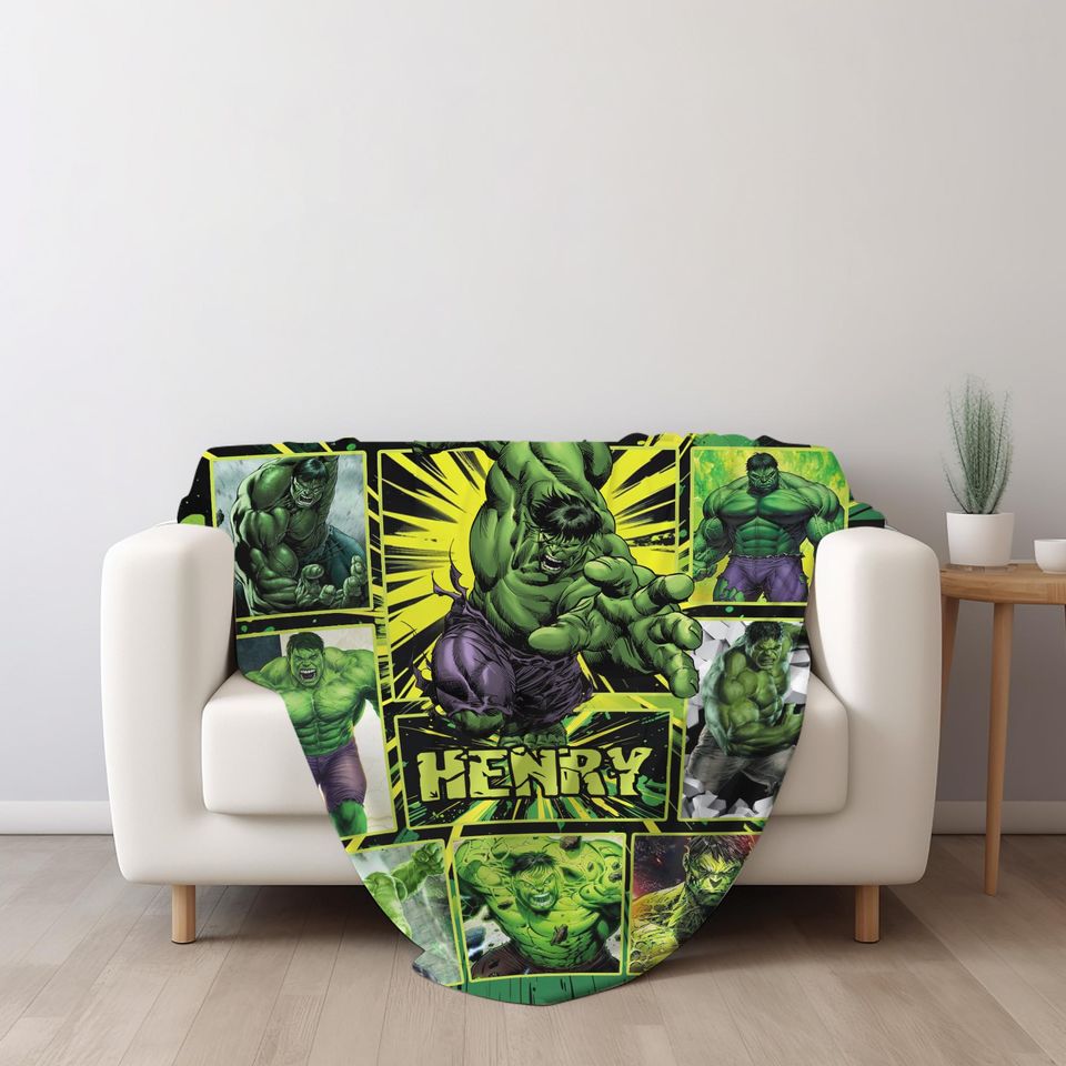Personalized Hulk Blanket, Custom Kids Blanket, Hulk Blanket
