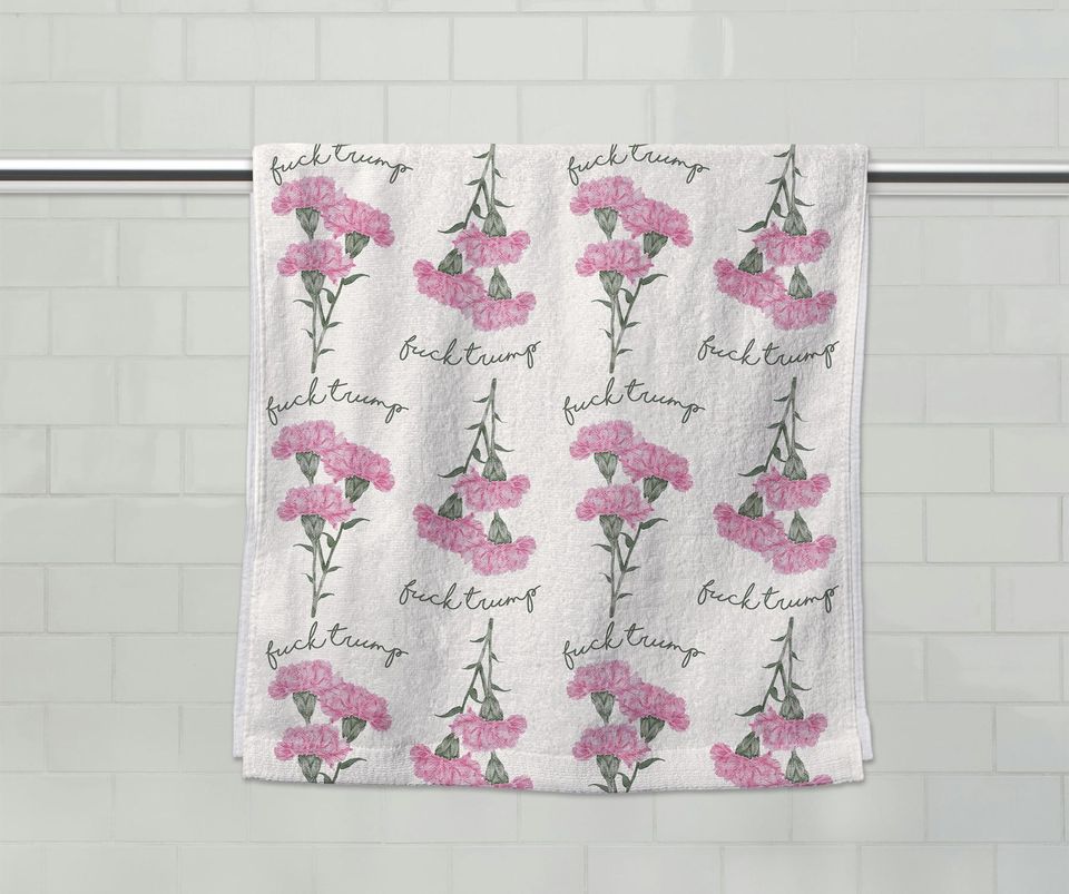 Pretty Spring Flower Subtle F*ck Trump Towel, Bathroom Guest Hand Towel