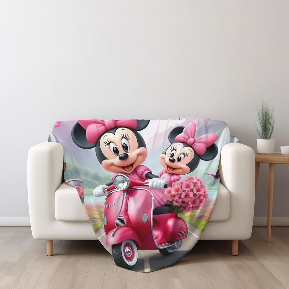 Personalized Cute Minnie Mouse Blanket, Magic Kingdom Fleece Blanket