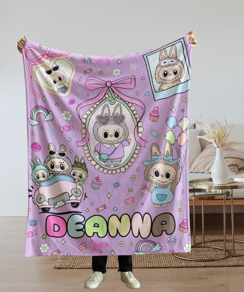 Custom Labubu Blanket, Personalized Blanket With Labubu Theme Labubu lover Gift, Gift for Her