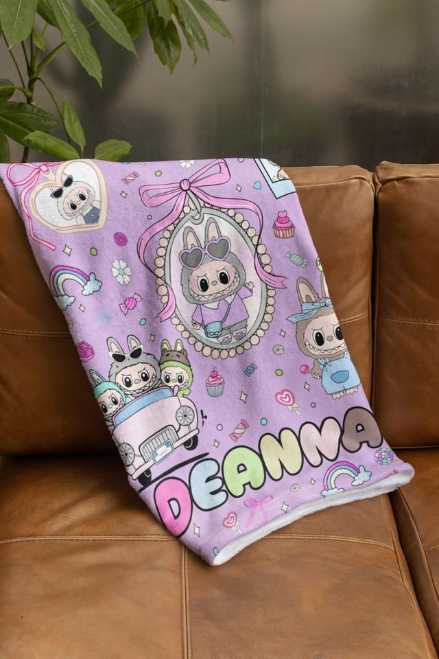 Custom Labubu Blanket, Personalized Blanket With Labubu Theme Labubu lover Gift, Gift for Her