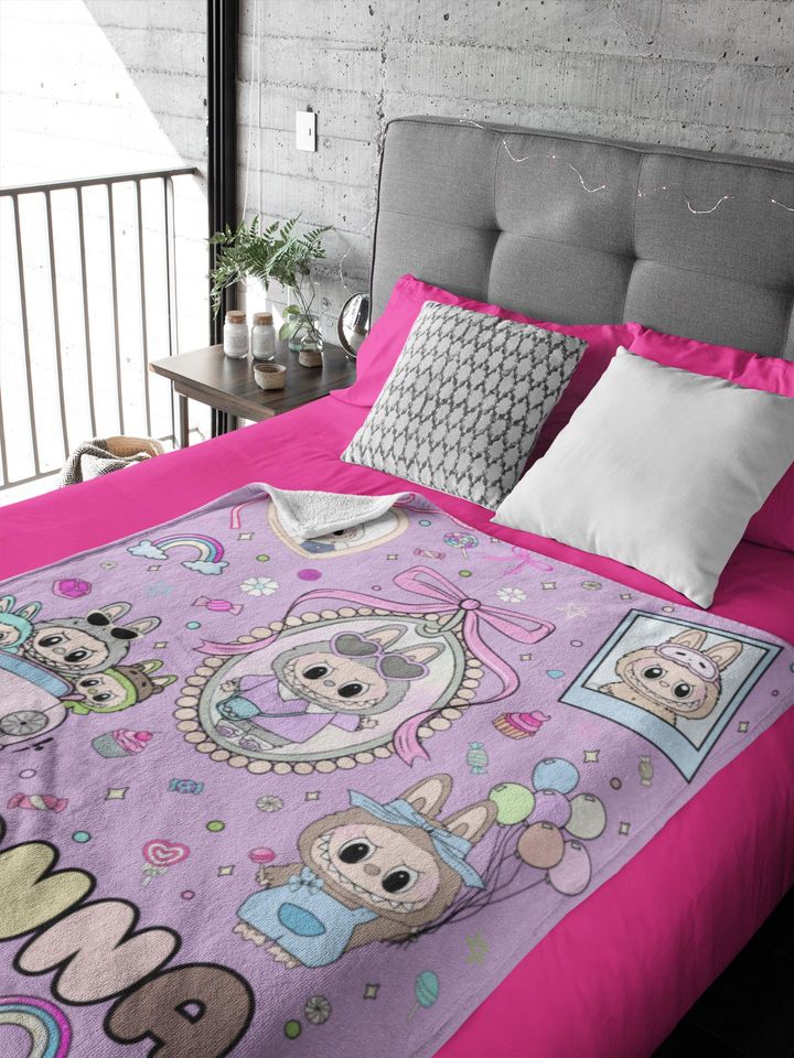 Custom Labubu Blanket, Personalized Blanket With Labubu Theme Labubu lover Gift, Gift for Her