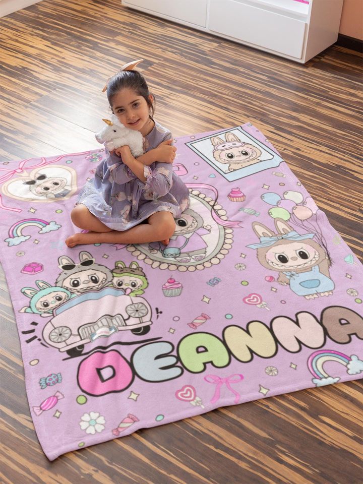 Custom Labubu Blanket, Personalized Blanket With Labubu Theme Labubu lover Gift, Gift for Her