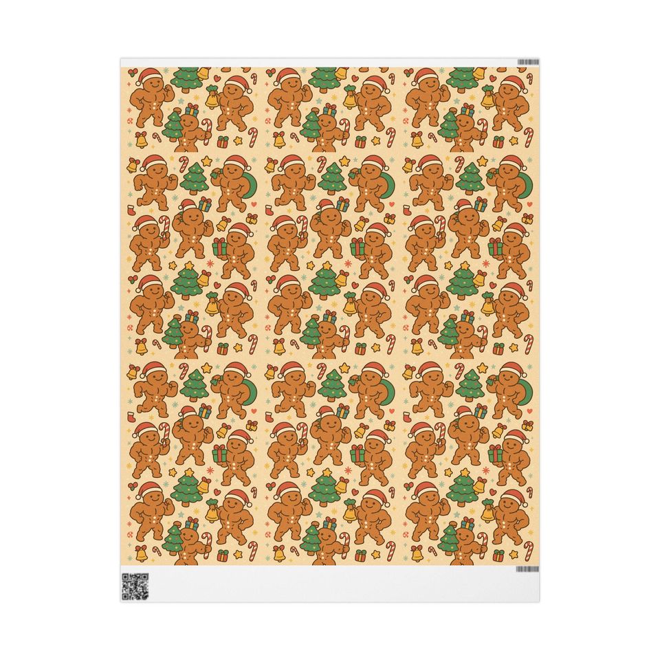 Funny Buff Gingerbread Men Christmas Wrapping Paper