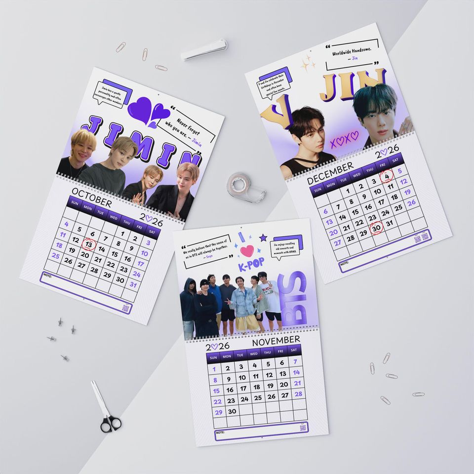 BTS Wall Calendar 2026 | K-Pop Monthly Planner