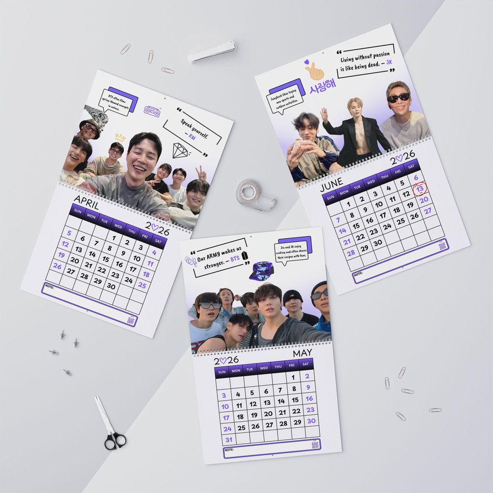 BTS Wall Calendar 2026 | K-Pop Monthly Planner