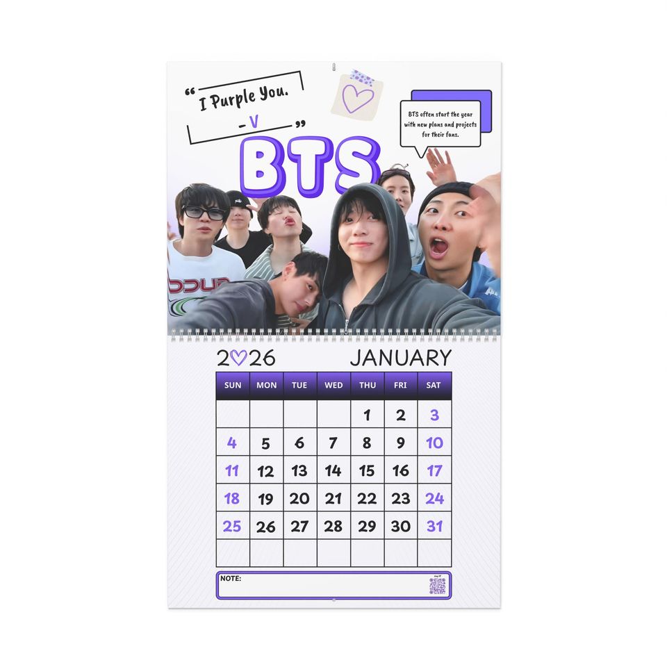 BTS Wall Calendar 2026 | K-Pop Monthly Planner