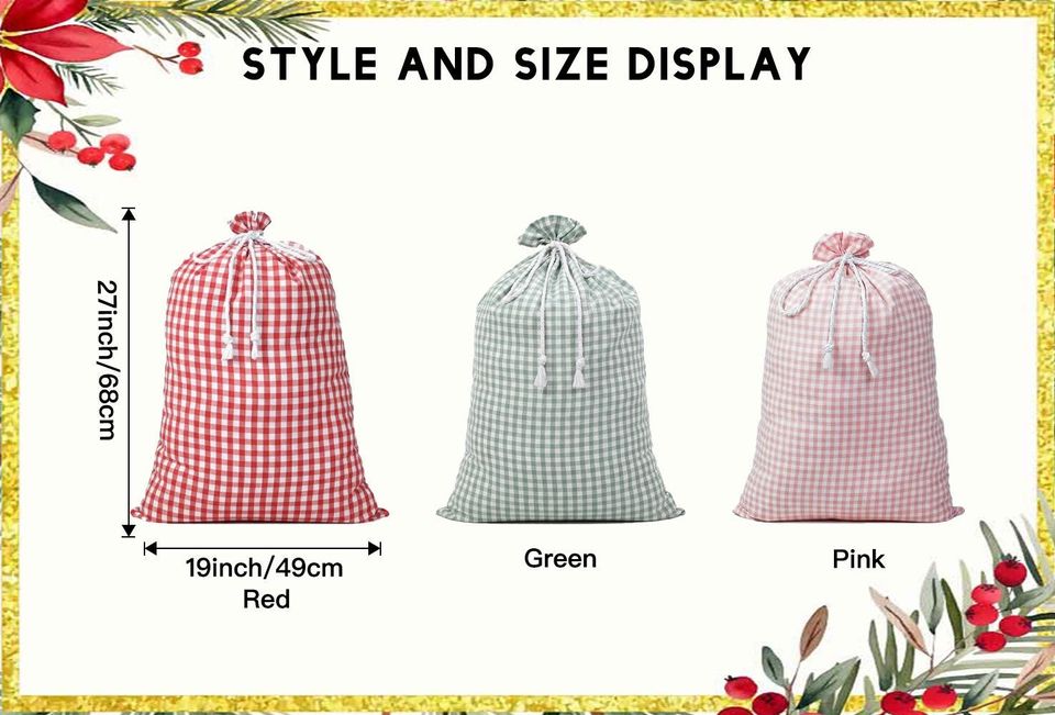 Embroidered Christmas Backpack, Personalized Santa Sack Bag (50x70cm)
