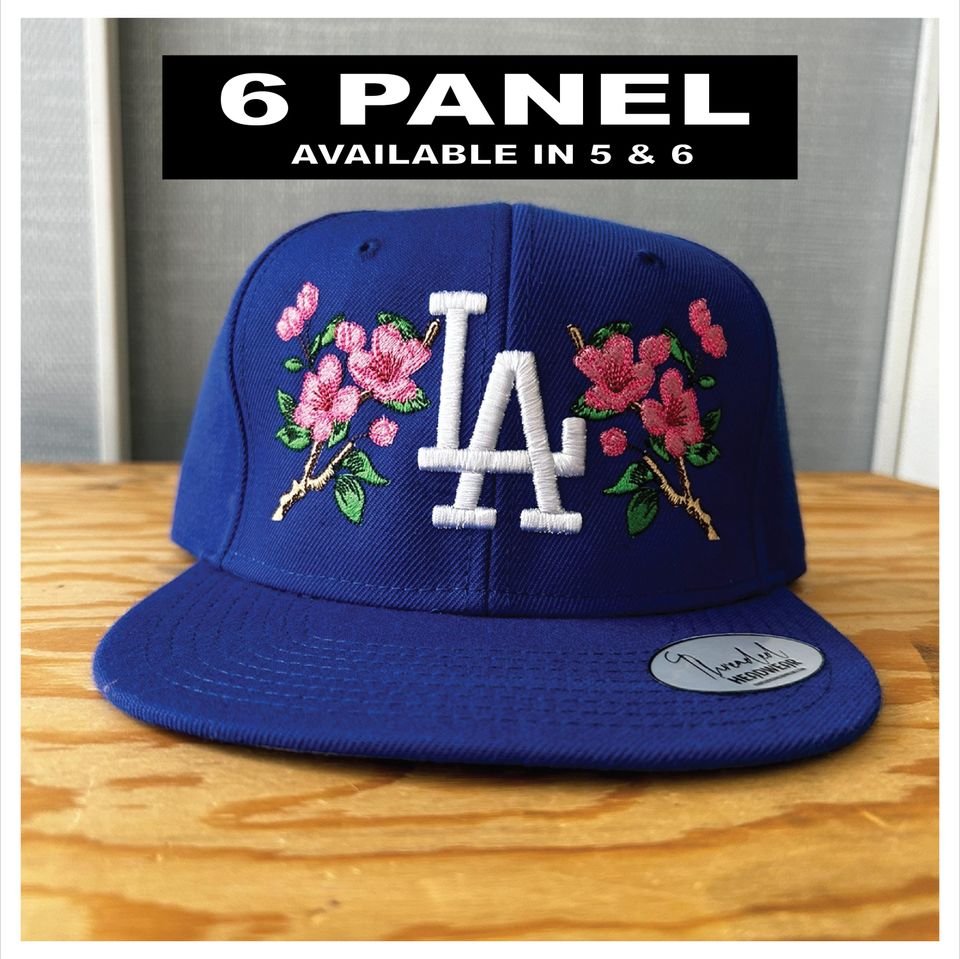 Cherry Blossom LA Dodgers Snapback Hat: Embroidered Baseball Cap, Hats for women