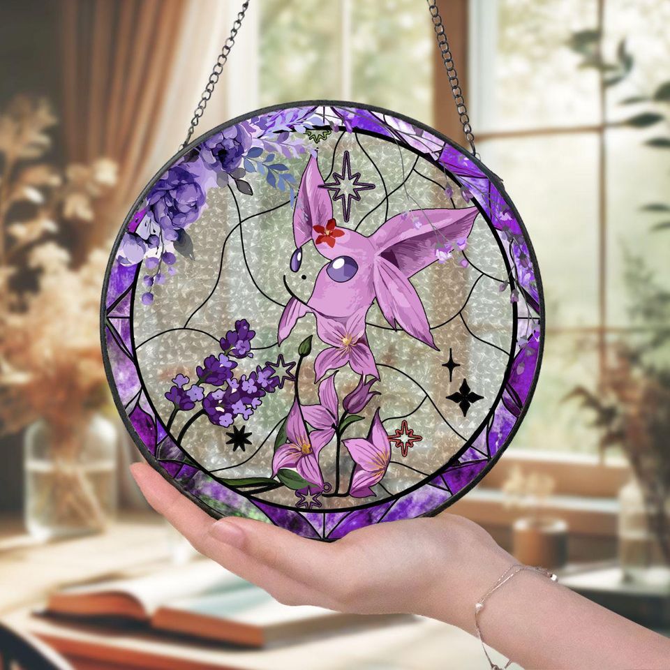 PKM Glass Suncatcher Electric Bloom Window Art Gift for Collectors Home Decor