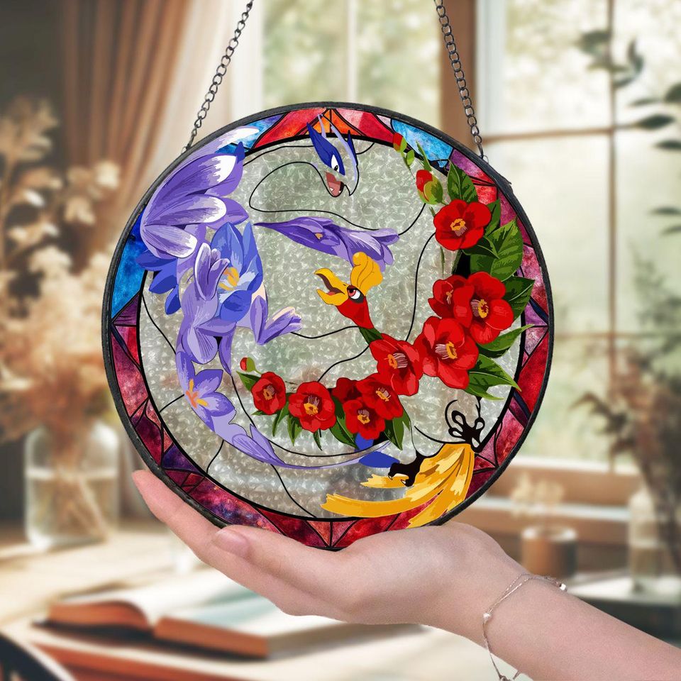 Haunted Night PKM Glass Suncatcher, Legendary Ghost Window Art