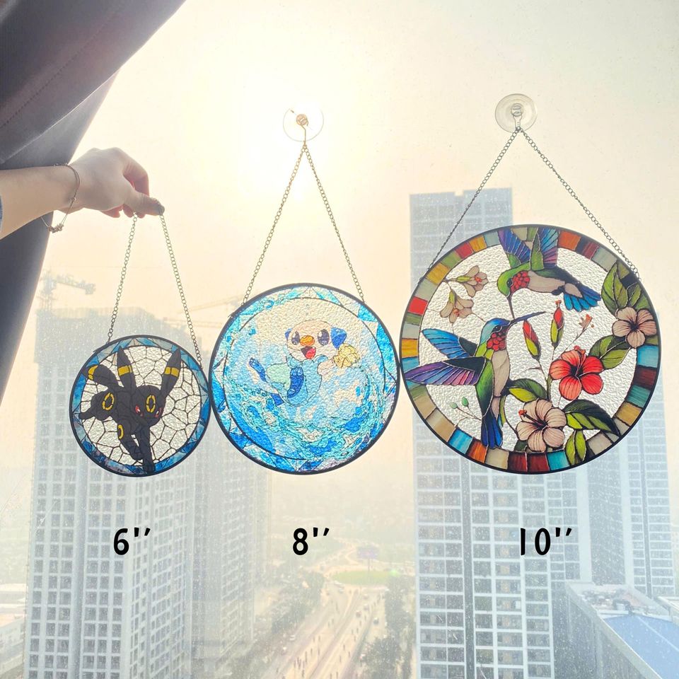 Haunted Night PKM Glass Suncatcher, Legendary Ghost Window Art