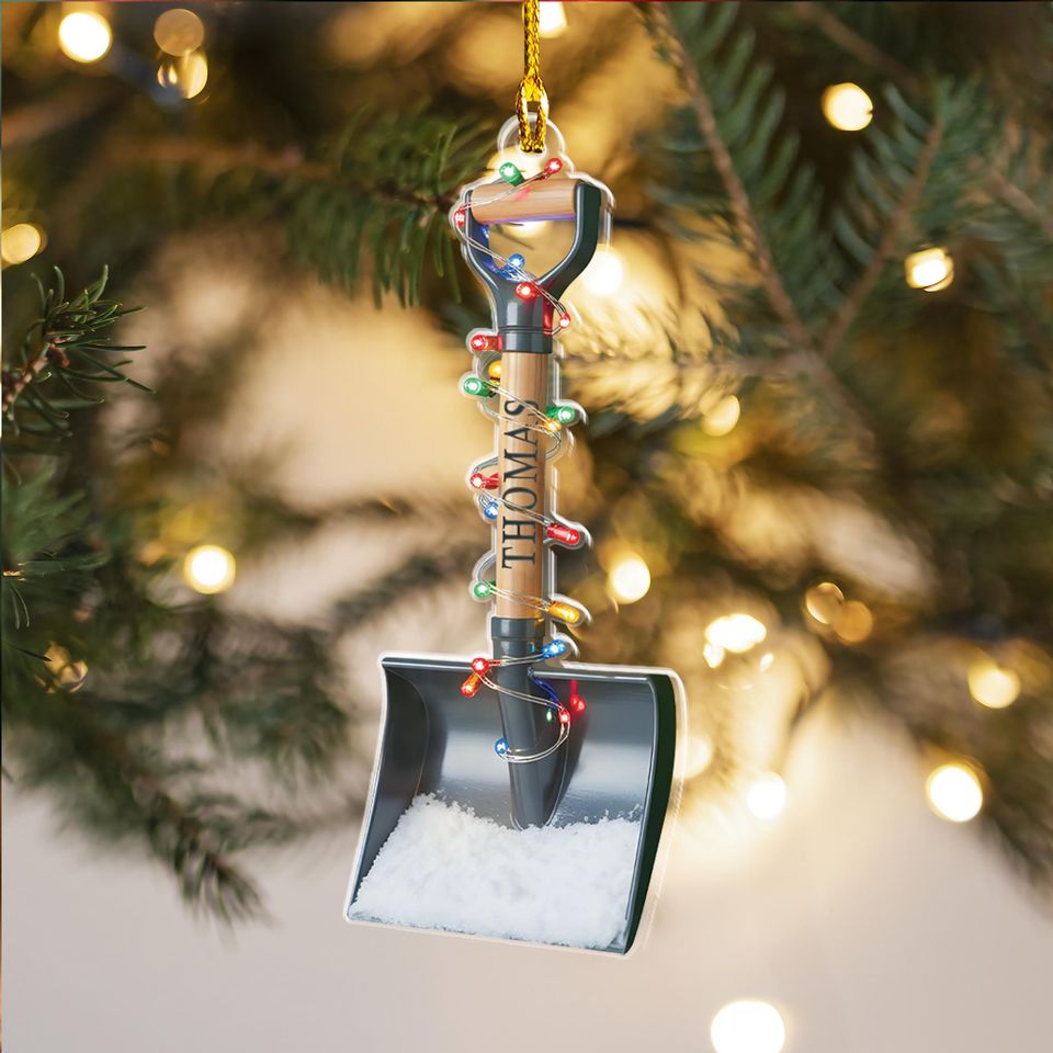 Personalized Snow Shovel Acrylic Ornament, 2D Christmas Decoration, Gardener Gift, Occupation Ornament
