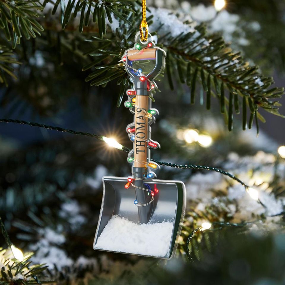 Personalized Snow Shovel Acrylic Ornament, 2D Christmas Decoration, Gardener Gift, Occupation Ornament