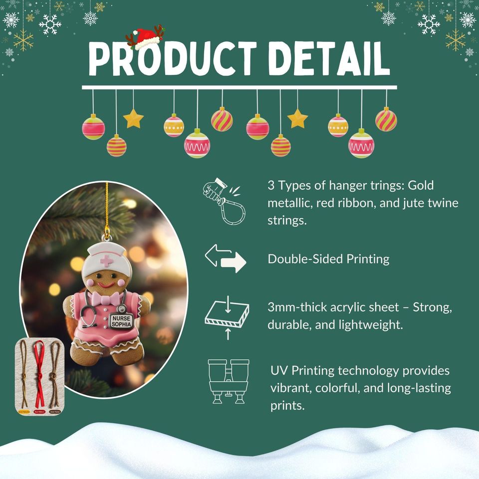 Personalized Snow Shovel Acrylic Ornament, 2D Christmas Decoration, Gardener Gift, Occupation Ornament