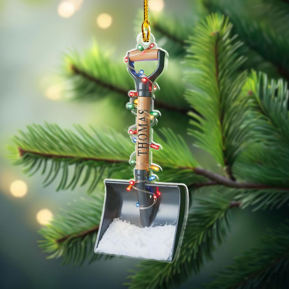 Personalized Snow Shovel Acrylic Ornament, 2D Christmas Decoration, Gardener Gift, Occupation Ornament