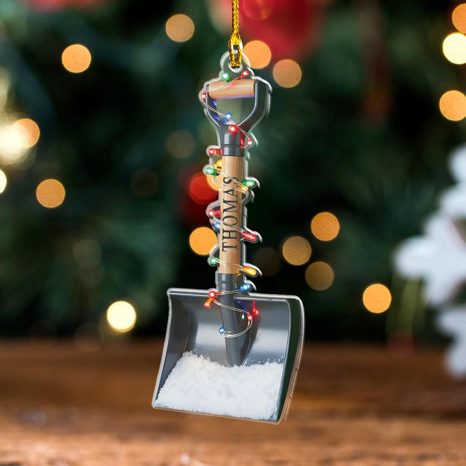 Personalized Snow Shovel Acrylic Ornament, 2D Christmas Decoration, Gardener Gift, Occupation Ornament