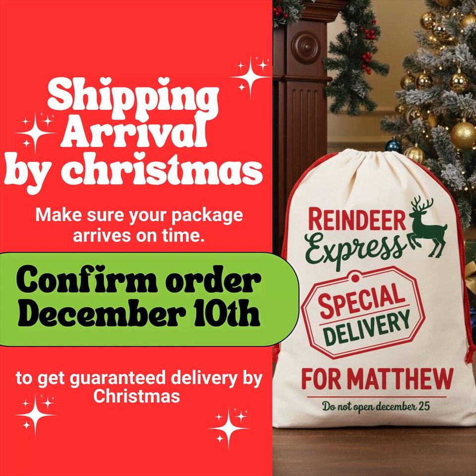 Personalized Christmas Santa Sack Large Gift Bag Custom Name Initial Present Bag
