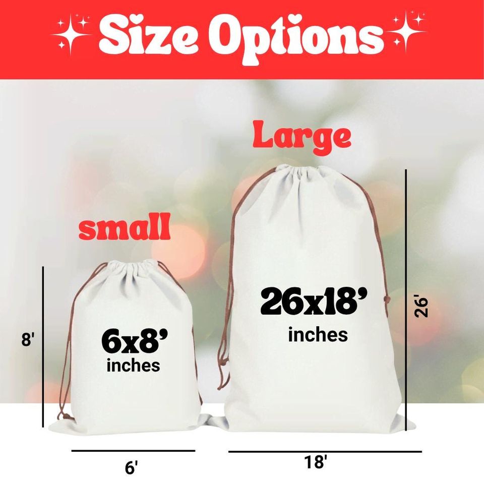 Personalized Christmas Santa Sack Large Gift Bag Custom Name Initial Present Bag