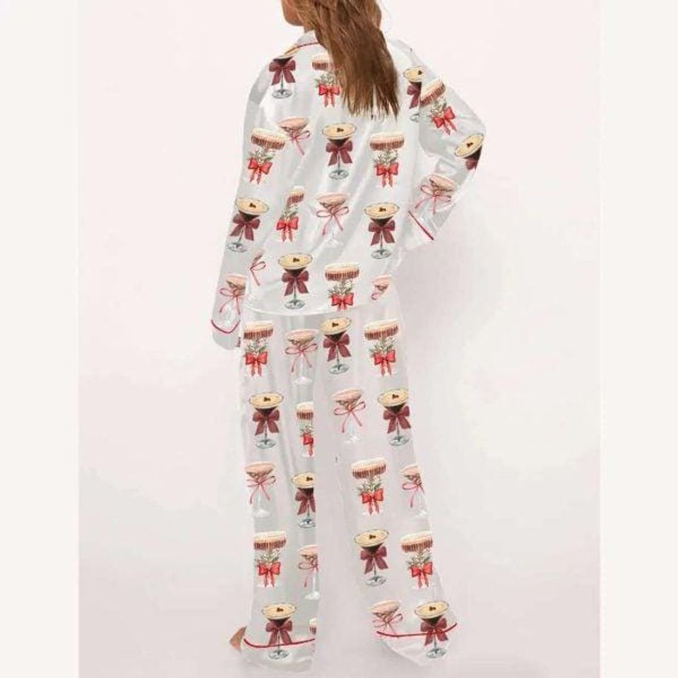 Espresso Martini Christmas Pajama Set | Satin Long Sleeve