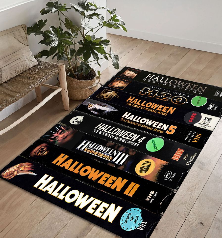 VHS Horror Movie Rug: Retro TV Room Decor