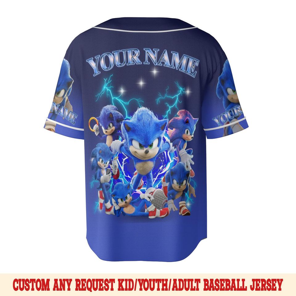 Sonic Baseball Jersey, Sonic the Hedgehog 3 Jersey, Shadow the Hedgehog Baseball Jersey