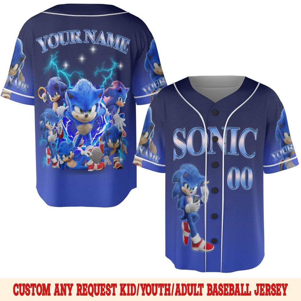 Sonic Baseball Jersey, Sonic the Hedgehog 3 Jersey, Shadow the Hedgehog Baseball Jersey