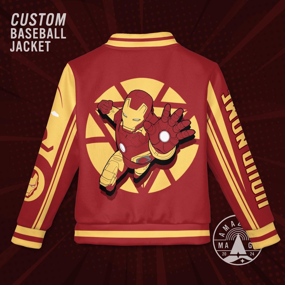 Custom Iron Man Marvel Baseball Jacket, Tony Stark Shirt, Marvel Superheroes Jacket