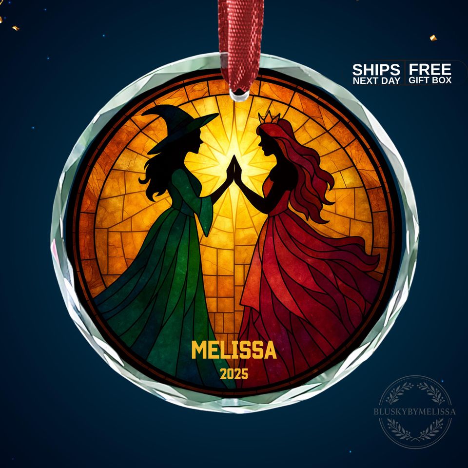 Personalized Wicked Glass Ornament 2025, Fantasy Ornament, Elphaba And Glinda Christmas Ornament, Wicked Movie, Wicked The Musical Gift