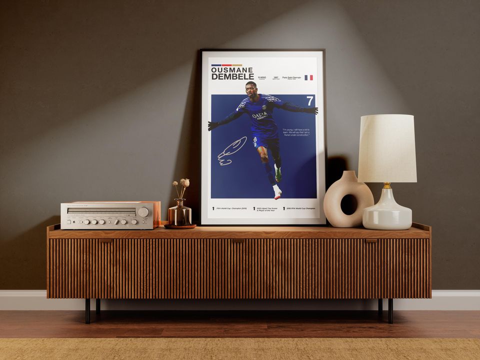 Ousmane Dembele Poster, Soccer Wall Art, Football Star, Room Decor, Barcelona Print, Gift For Fans, Athlete Art work