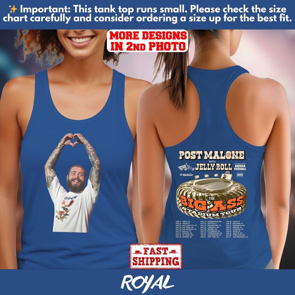 Vintage Post Malone Double Sided Tank Top 2025 Tour