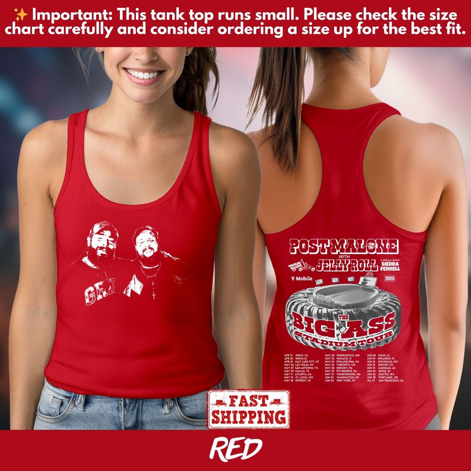Vintage Post Malone Double Sided Tank Top 2025 Tour