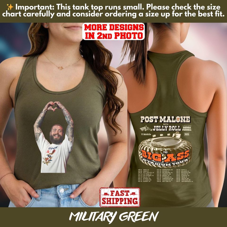 Vintage Post Malone Double Sided Tank Top 2025 Tour