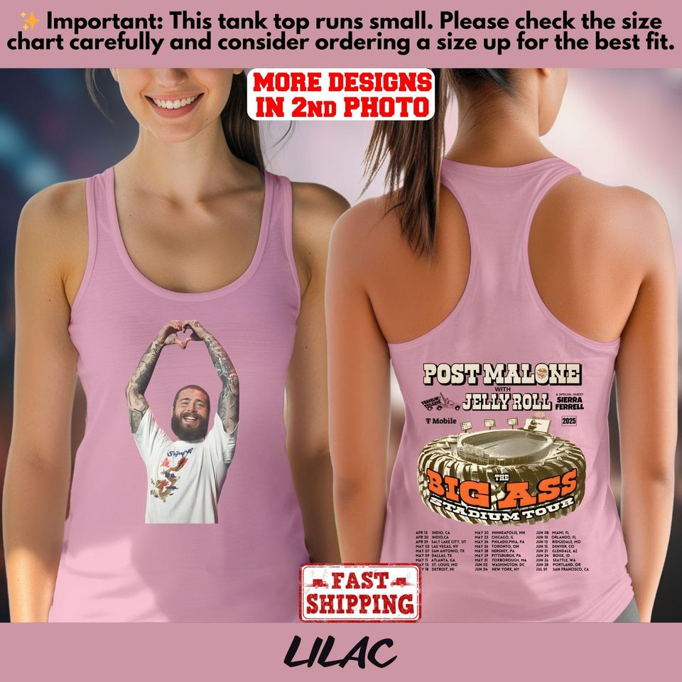 Vintage Post Malone Double Sided Tank Top 2025 Tour