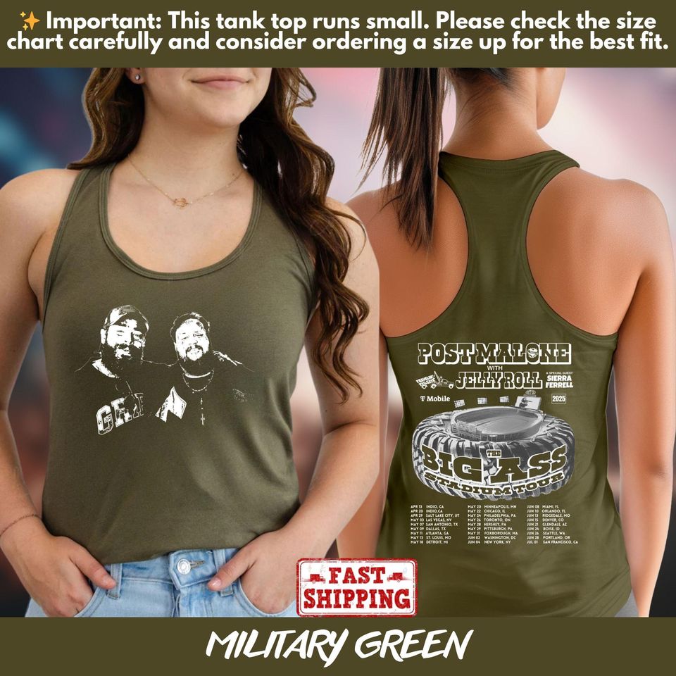 Vintage Post Malone Double Sided Tank Top 2025 Tour