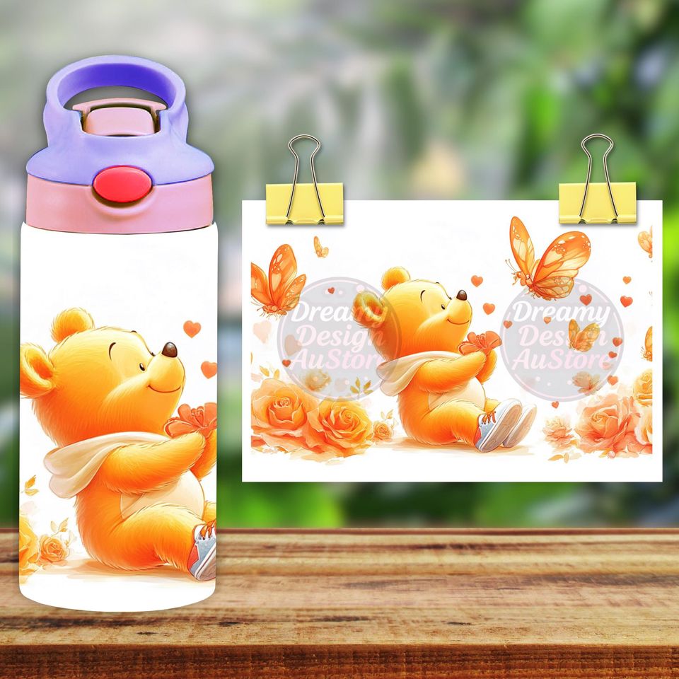 Pooh 12oz Tumbler, Kids Cartoon 12oz Cup Tumbler, Back To School Gift